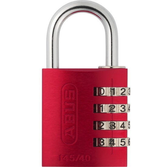 Hänglås 145/40 4 Kodhjul ABUS alu.Röd BF