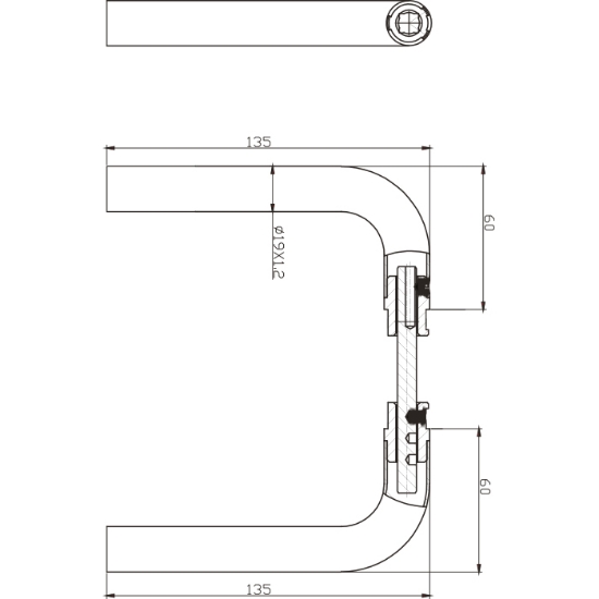 Trycke 519J 19mm utan skylt dt. 36-70mm rostfrimatt