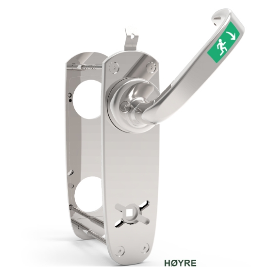 Nödutrymningshandtag 796, mikro, Höger, Krom. 