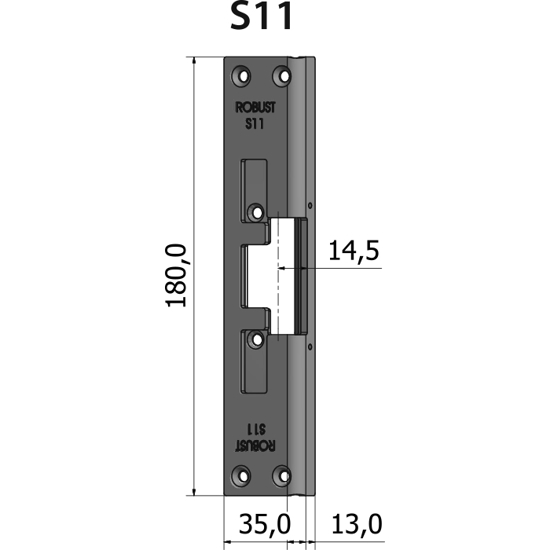 Montagestolpe vinklad S11, plösmått 14,5 mm