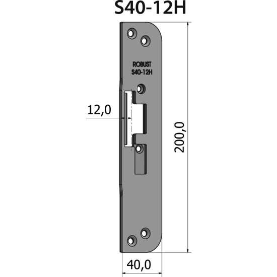 Montagestolpe plan S40-12H, plösmått 12 mm, för högerhängd dörr
