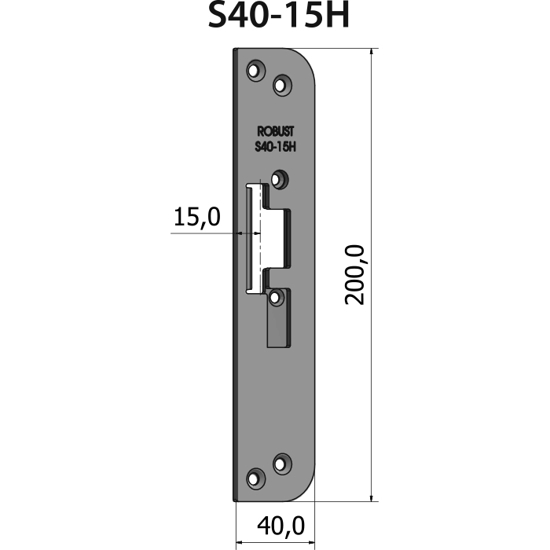 Montagestolpe plan S40-15H, plösmått 15 mm, för högerhängd dörr