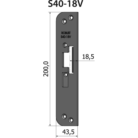 Montagestolpe plan S40-18V, plösmått 18,5 mm, för vänsterhängd dörr