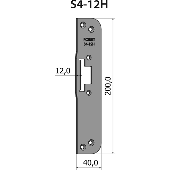 Montagestolpe plan S4-12H, plösmått 12 mm, för högerhängd dörr
