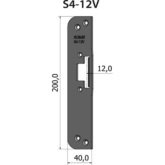 Montagestolpe plan S4-12V, plösmått 12 mm, för vänsterhängd dörr