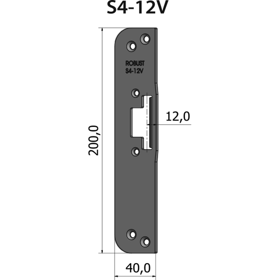 Montagestolpe plan S4-12V, plösmått 12 mm, för vänsterhängd dörr