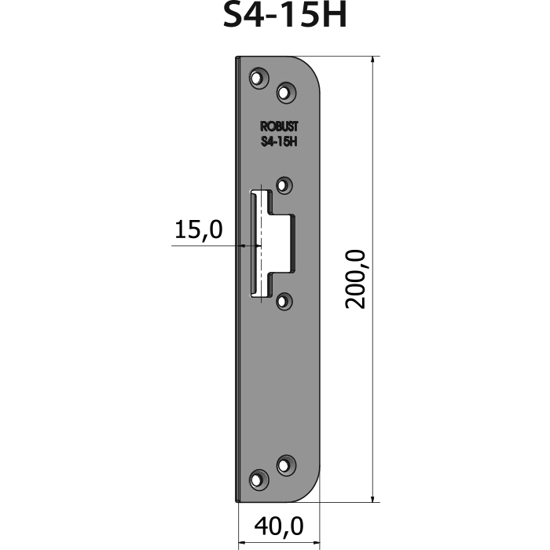 Montagestolpe plan S4-15H, plösmått 15 mm, för högerhängd dörr