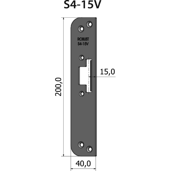 Montagestolpe plan S4-15V, plösmått 15 mm, för vänsterhängd dörr