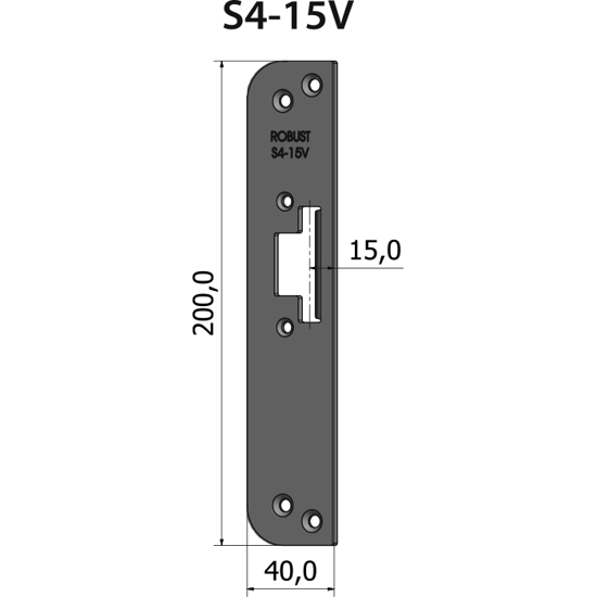 Montagestolpe plan S4-15V, plösmått 15 mm, för vänsterhängd dörr