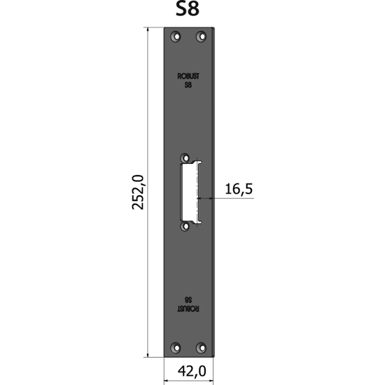 Montagestolpe plan S8, plösmått 16,5 mm