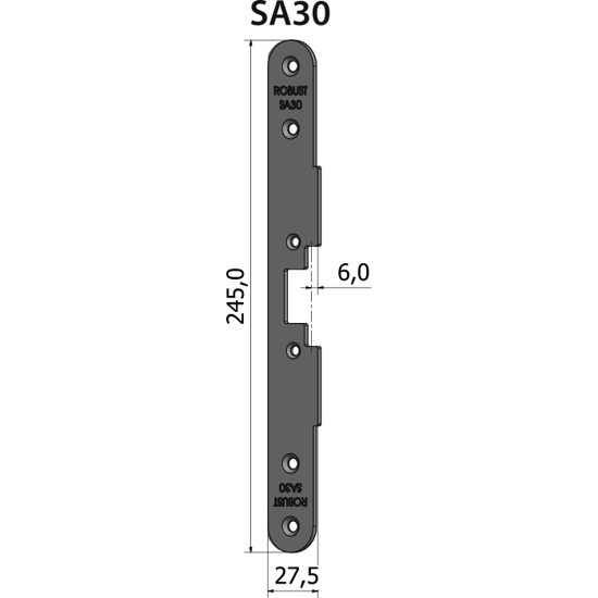 Montagestolpe öppen SA30, plösmått 6 mm, bl.a. för Schüco ADS inåtgående dörr