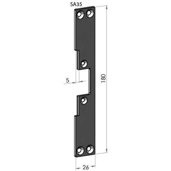 Montagestolpe öppen SA35, plösmått 6 mm, bl.a. för Schüco ADS inåtgående dörr
