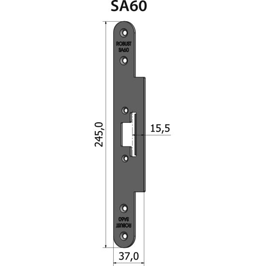 Montagestolpe plan SA60, plösmått 15,5 mm, bl.a. för SAPA 2060