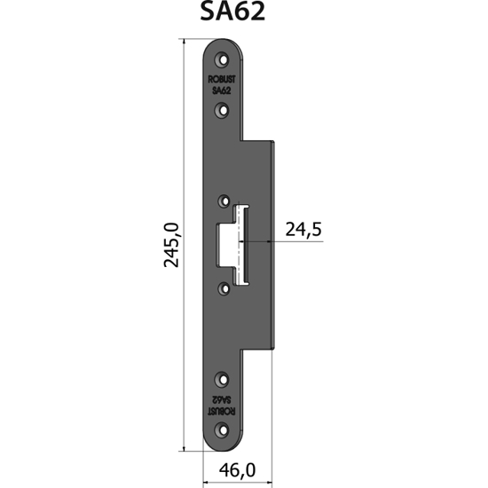 Montagestolpe plan SA62, plösmått 24,5 mm, bl.a. för Schüco S65 & ADS90