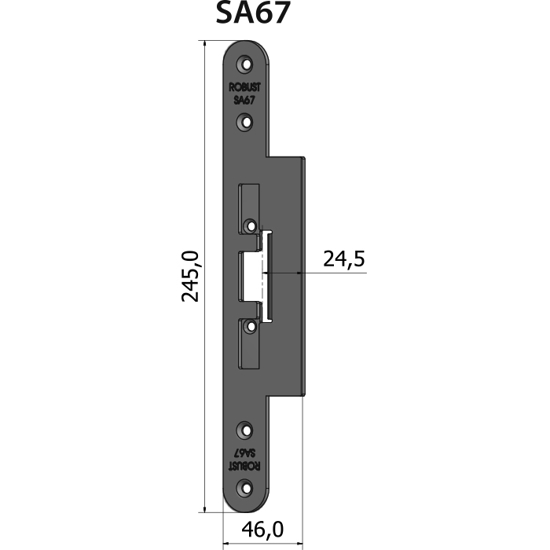 Montagestolpe plan SA67, plösmått 24,5 mm, bl.a. för Schüco S65 & ADS90