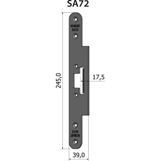 Montagestolpe plan SA72, plösmått 17,5 mm, bl.a. för Wicona 77FP