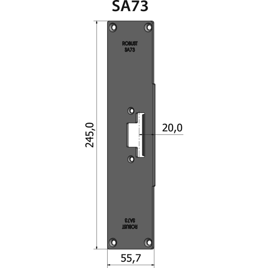 Montagestolpe plan SA73, plösmått 20 mm, bl.a. för SAPA 2074