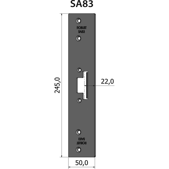 Montagestolpe plan SA83, plösmått 22 mm, bl.a. för SchücoADS 80 utåtgående dörr