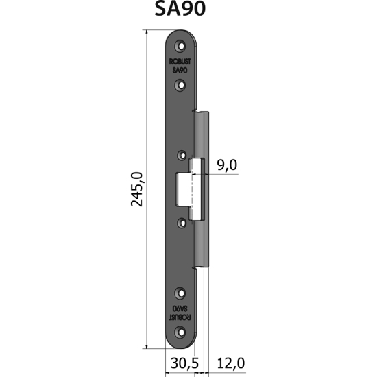 Montagestolpe vinklad SA90, plösmått 9 mm, bl.a. för SAPA 2050