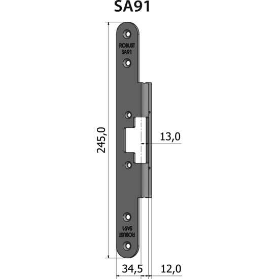 Montagestolpe vinklad SA91, plösmått 13 mm, bl.a. för SAPA 2050 & Stålprofil SP 35000