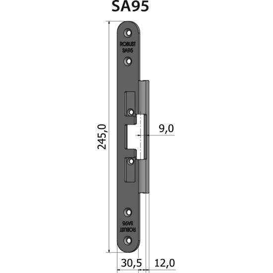 Montagestolpe vinklad SA95, plösmått 9 mm, bl.a. för SAPA 2050