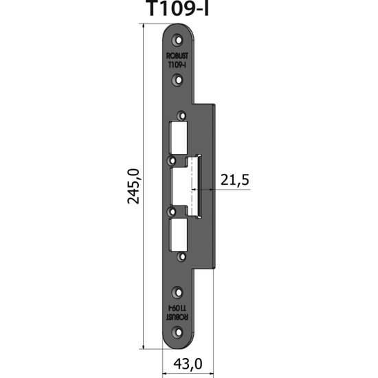 Montagestolpe plan T109-I, plösmått 21,5 mm, bl.a. för NIBA inåtgående dörr