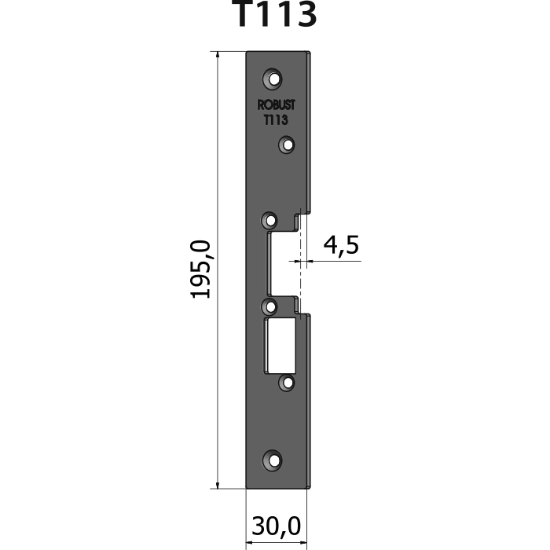 Montagestolpe öppen T113, plösmått 4,5 mm, vändbar för symmetri