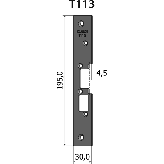 Montagestolpe öppen T113, plösmått 4,5 mm, vändbar för symmetri