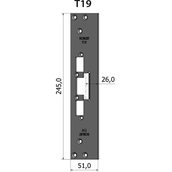 Montagestolpe plan T19, plösmått 26 mm
