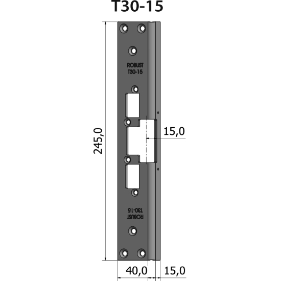 Montagestolpe vinklad T30-15, plösmått 15 mm