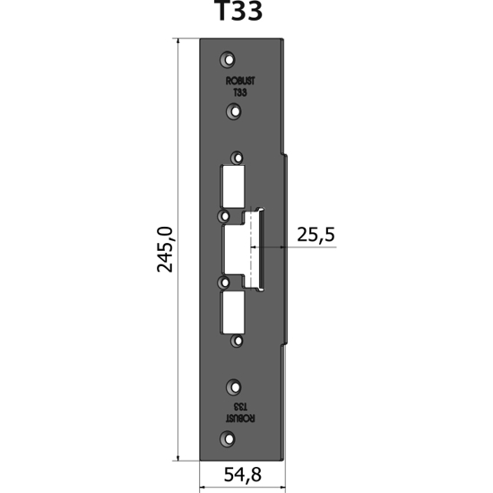Montagestolpe plan T33, plösmått 25,5 mm, bl.a. för Preconal 66