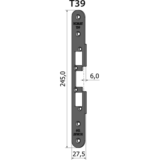 Montagestolpe öppen T39, plösmått 6 mm, bl.a. för Schücol ADS inåtgående dörr