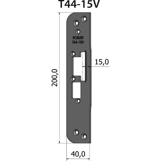 Montagestolpe plan T44-15V för vänsterhängd dörr, plösmått 15 mm