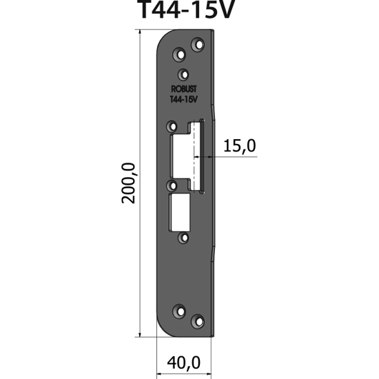 Montagestolpe plan T44-15V för vänsterhängd dörr, plösmått 15 mm
