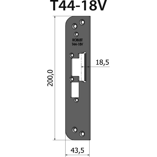 Montagestolpe plan T44-18V för vänsterhängd dörr, plösmått 18,5 mm