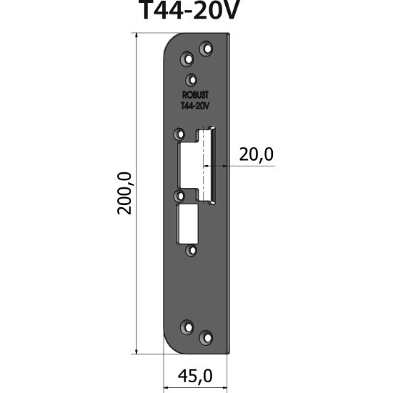 Montagestolpe plan T44-20V för vänsterhängd dörr, plösmått 20 mm