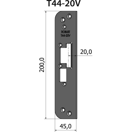 Montagestolpe plan T44-20V för vänsterhängd dörr, plösmått 20 mm