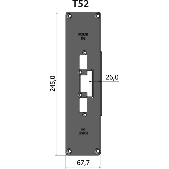 Montagestolpe plan T52, plösmått 26 mm, bl.a. för SAPA 2086