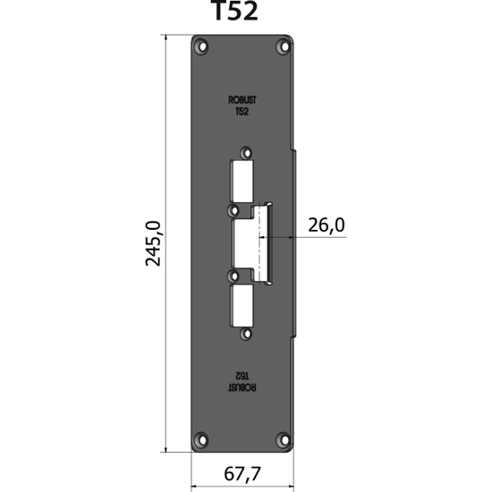 Montagestolpe plan T52, plösmått 26 mm, bl.a. för SAPA 2086