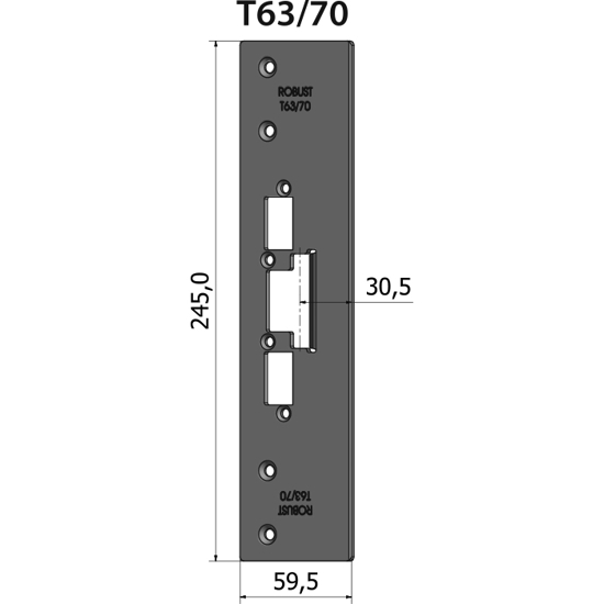 Montagestolpe plan T63/70, plösmått 30,5 mm, bl.a. för Schüco ADS70