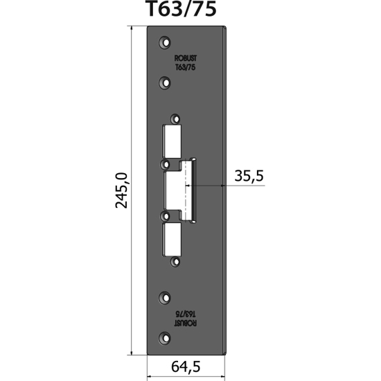 Montagestolpe plan T63/75, plösmått 35,5 mm, bl.a. för Schüco ADS75