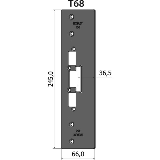 Montagestolpe plan T68, plösmått 36,5 mm, bl.a. för Reynaers CS 86 utåtgående dörr