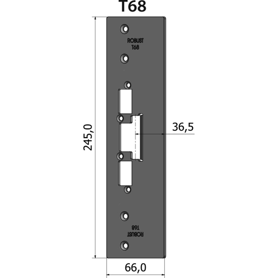 Montagestolpe plan T68, plösmått 36,5 mm, bl.a. för Reynaers CS 86 utåtgående dörr