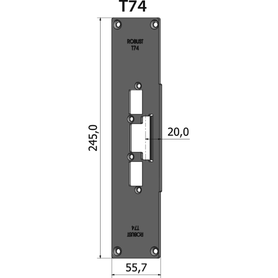 Montagestolpe plan T74, plösmått 20,5 mm, bl.a. för SAPA 2074