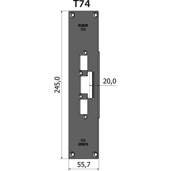 Montagestolpe plan T74, plösmått 20,5 mm, bl.a. för SAPA 2074