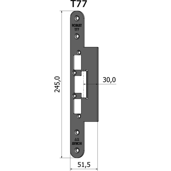 Montagestolpe plan T77, plösmått 30 mm, bl.a. för SAPA 2071