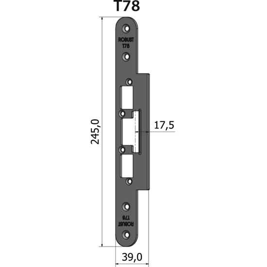 Montagestolpe plan T78, plösmått 17,5 mm, bl.a. för Wicona 77FP