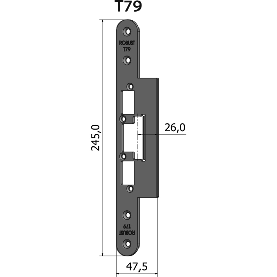 Montagestolpe plan T79, plösmått 26 mm, bl.a. för SAPA 2071