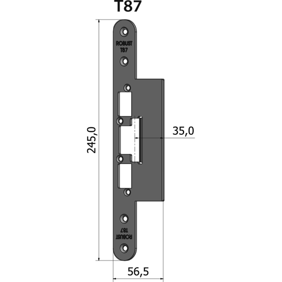 Montagestolpe plan T87, plösmått 35 mm, bl.a. för Wicona WicStyle 77 utåtgående dörr