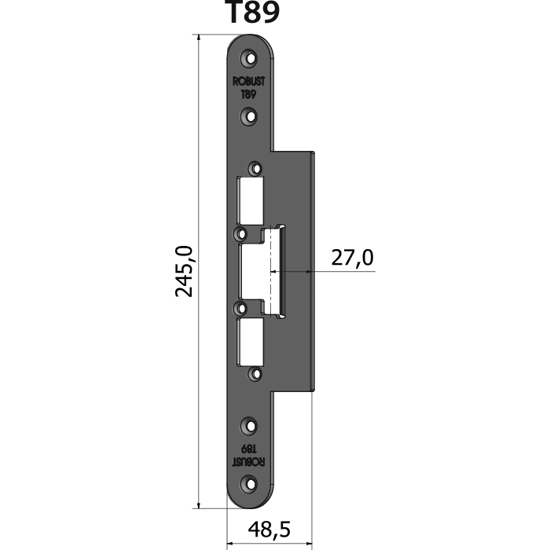 Montagestolpe plan T89, plösmått 27 mm, bl.a. för Wicona S80